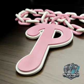 Pink Philadelphia Phillies oversized chain with 8x5 inch logo and 27-link adjustable color-matching chain for women and kids, perfect for game day fan gear